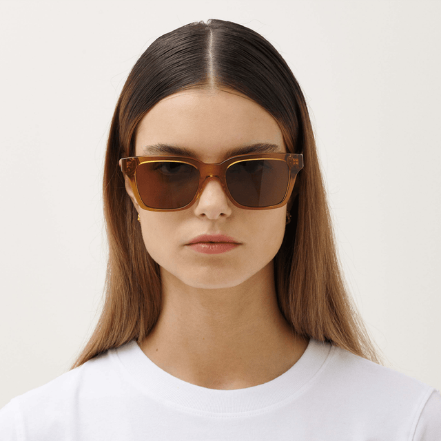DEAN Rectangular Brown Coffee Sunglasses by Messy Weekend